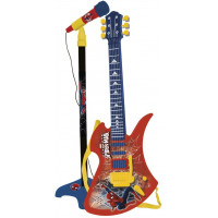 Chitară pentru copii Spiderman, microfon cu stativ, 6 corzi, roșu-albastru Reig 