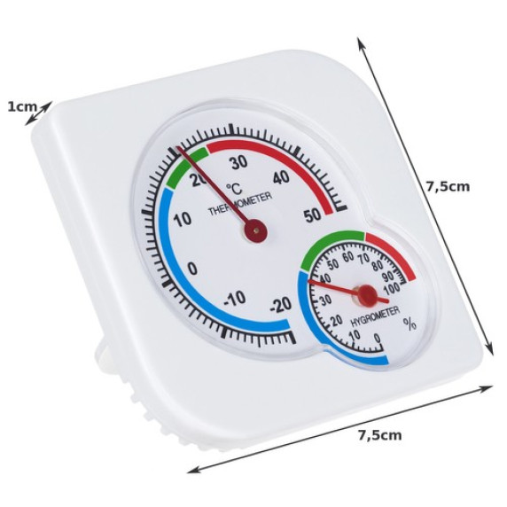 Termometru analog cu higrometru - alb